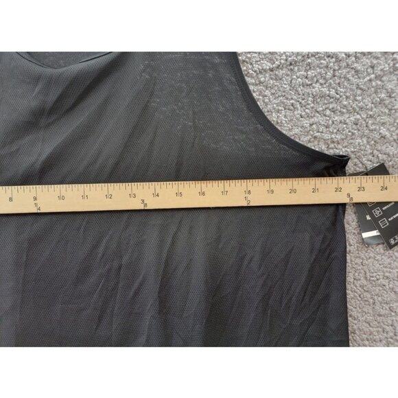 ID Ideology Plus Size Solid Birdseye Mesh Racerback Tank Top Women's 2X Black - Picture 3 of 4